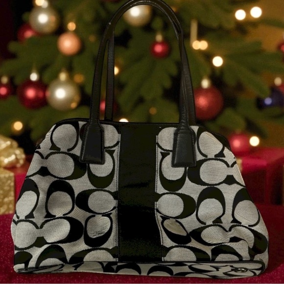 Beautiful Pre Loved Coach Black and Gray Handbag F13533 - Picture 2 of 11